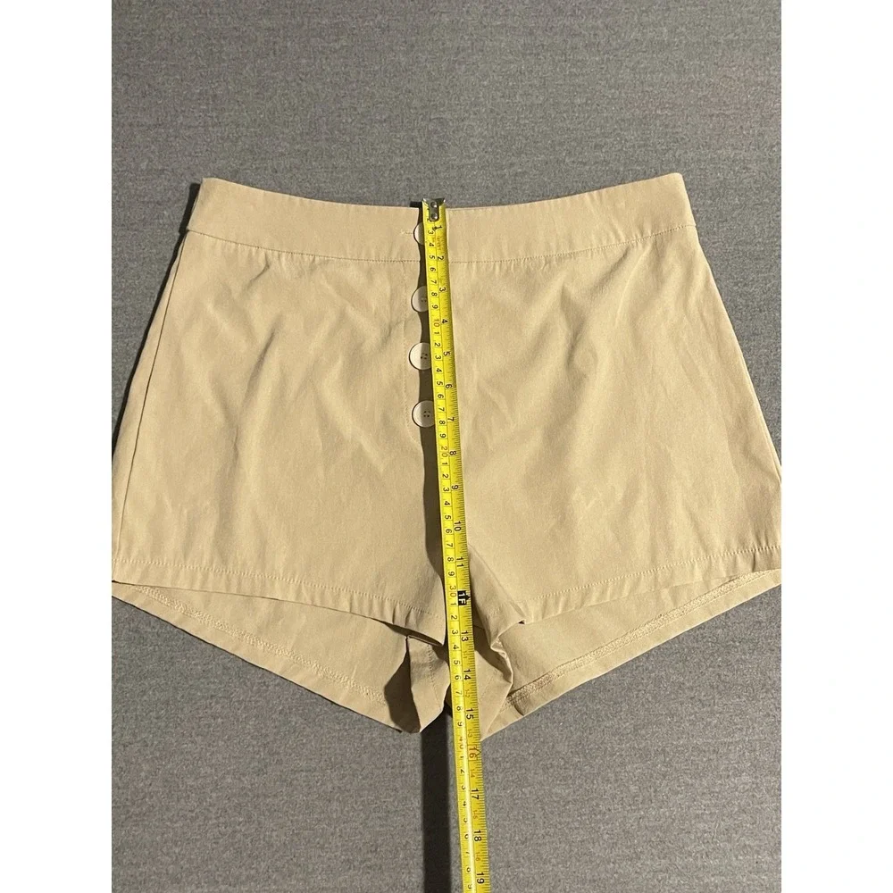 SHEIN Beige High Waisted Button Front Shorts Womens Medium Minimalist Casual